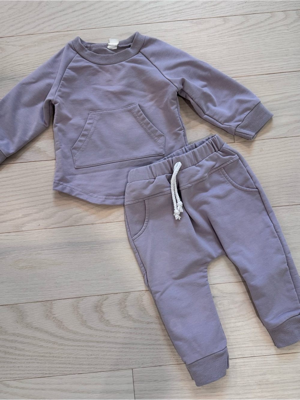 Lavender Jogger Set - Soft Pullover & Drawstring Pants 6-9M